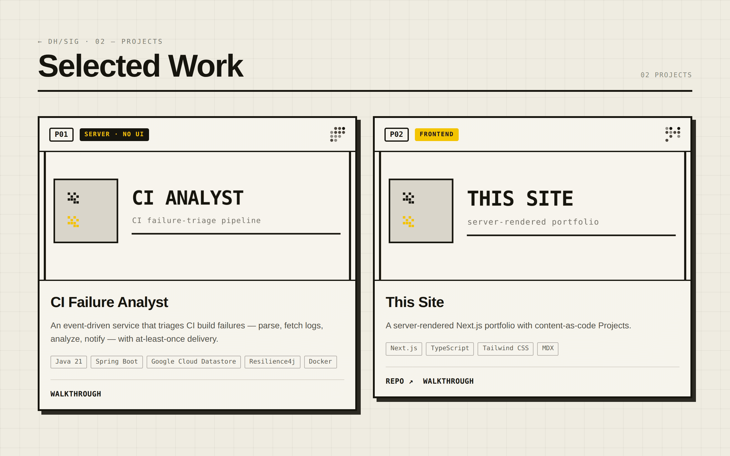 The Projects index, rendered as a Beacon card grid
